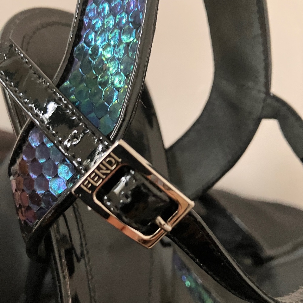 Fendi Iridescent Python-like Leather Slingbacks - Picture 15 of 15